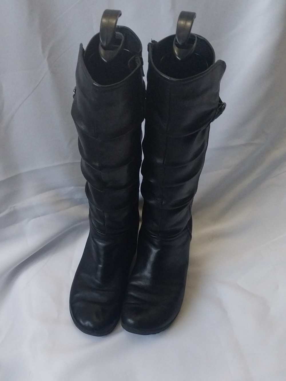 Josef Seibel Black Leather Knee-High Buckle Boots
